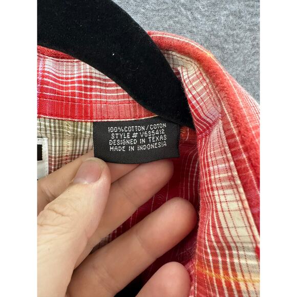 Brooks & Dunn Collection Mens sz M Snap Plaid Red & Green Western Collared Shirt - Picture 4 of 10